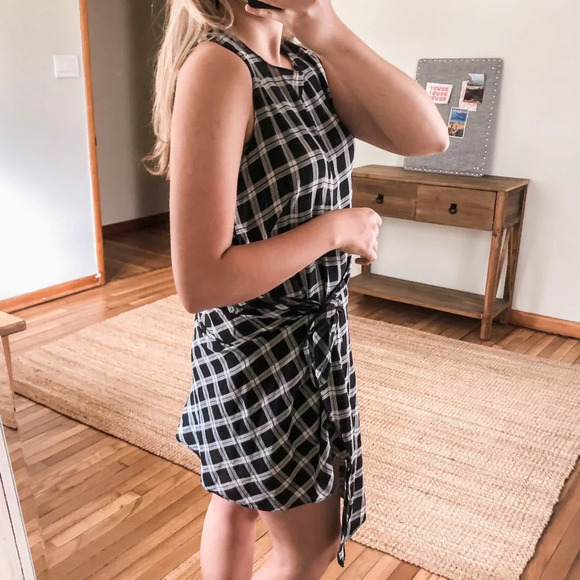 Rag & Bone Black White Plaid Tunic Sleeveless Mini Dress ALTERED - Picture 2 of 11